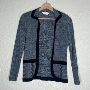Exclusively Misook Women's Gray Space Dye Open Front Vintage Cardigan XS Petite